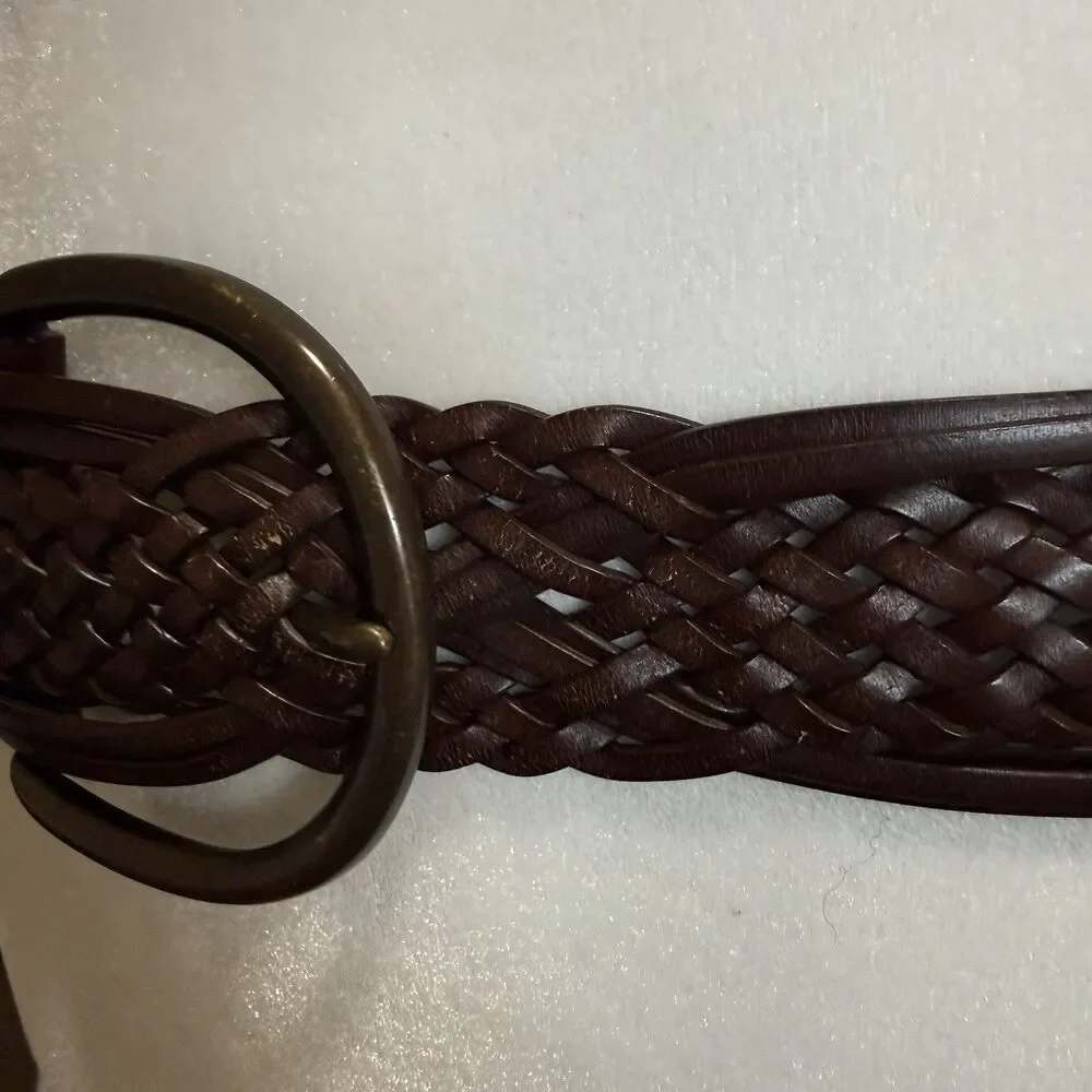 Coldwater Creek Women's Belt Size Small Braided Brown Bonded Leather Belt‎